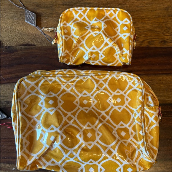 MZ Wallace Geometric Yellow and White Cosmetic Pouch Set - Picture 6 of 10
